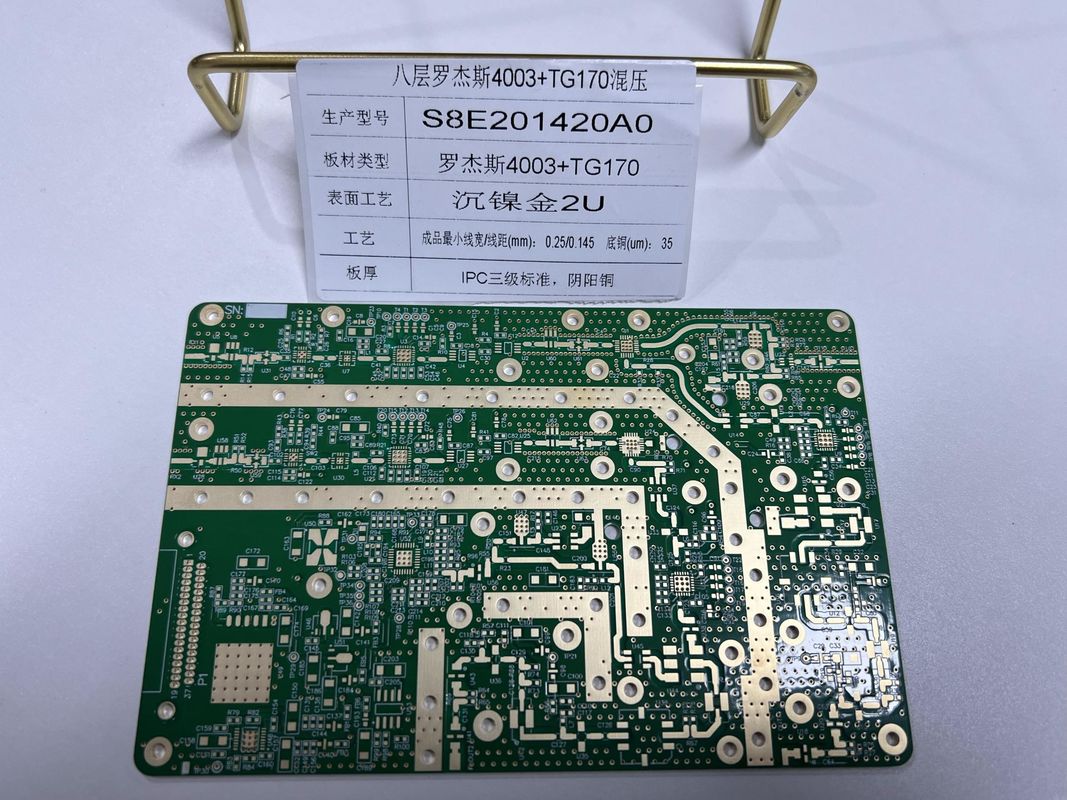 1.6mm Rogers Devre Kartı 8 Katman R4003 + FR4 TG170 IPC3 Karışıklık ve VIPPO