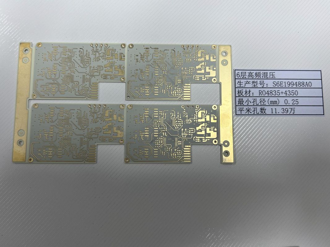 100% Elektriksel Test Altın Dönüşümlü Rogers PCB Tablosu 6 Katmanlı RO4835+4350 Karışım
