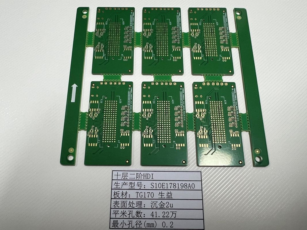 10L HDI PCB Board 2+N+2 Minimum Trace 3/3mil Board 0.4-3.2mm SHENGYI TG170 ENIG3-8U